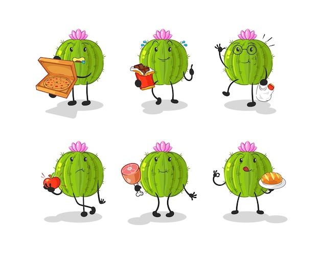 Cactus voedsel instellen karakter cartoon mascotte vector