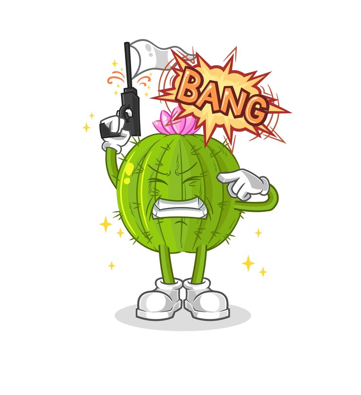 Vector cactus waarschuwing schot mascotte cartoon vector
