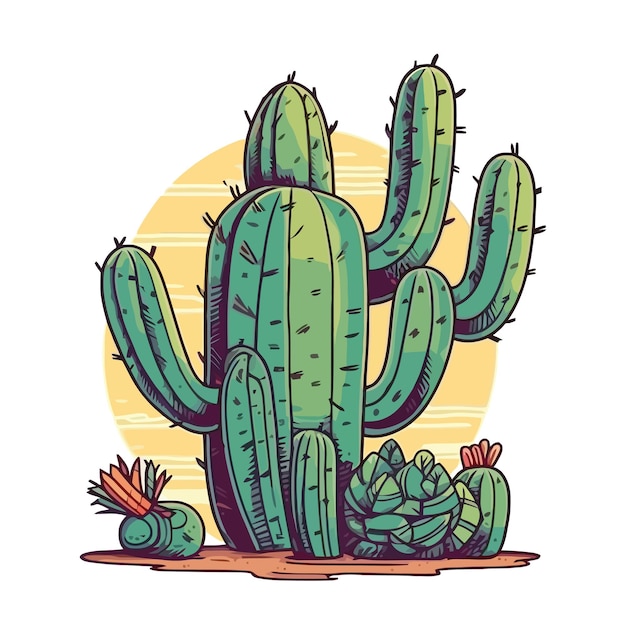 Cactus on a white background Beautiful cactus isolated Vector illustration