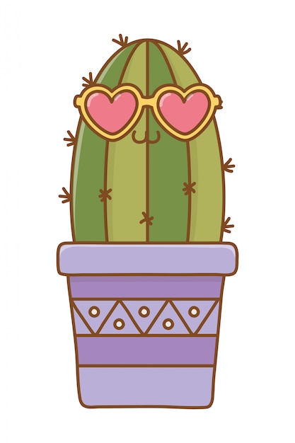 Cactus with heart sunglasses