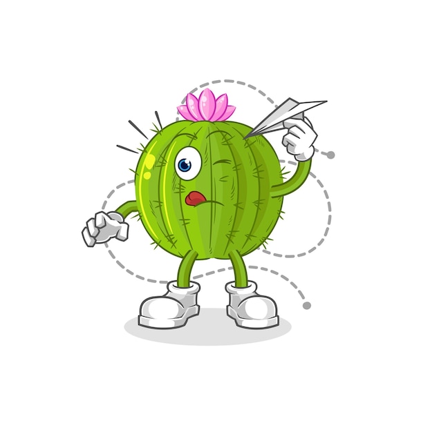 Cactus with paper plane character cartoon mascot vector