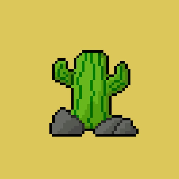 cactus with pixel art style