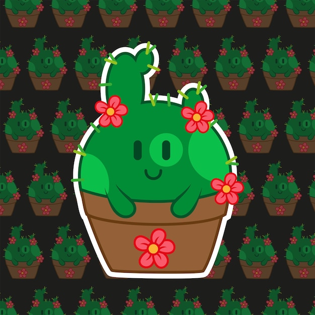 cactus with red flowers in a pot