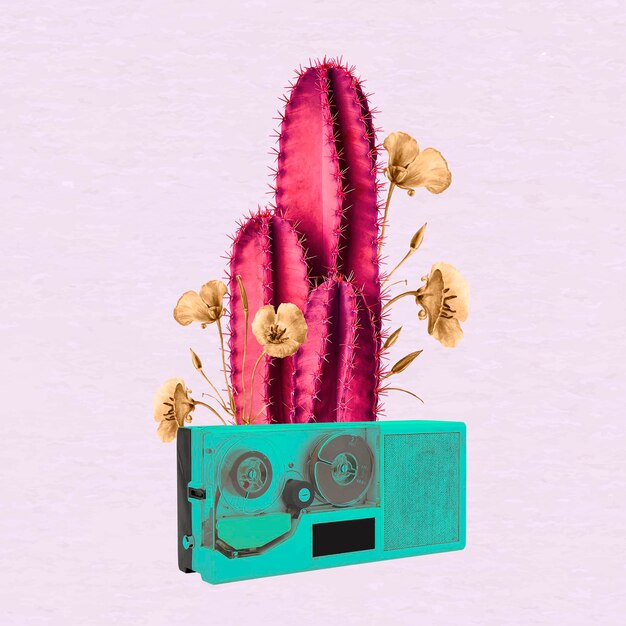 Vector cactus woestijn muziek tape