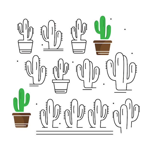 Cactusplanten in de woestijn tussen zand en rotsen Realistische vectorillustratie geïsoleerd