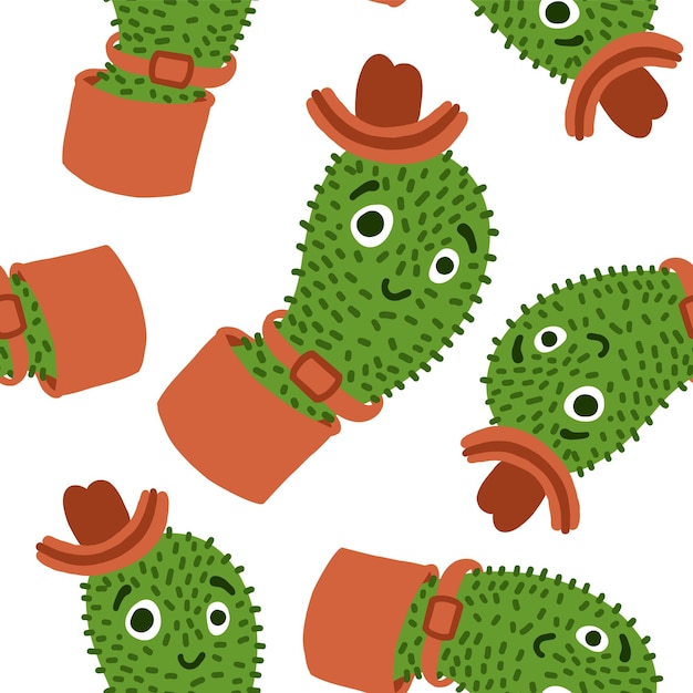 Cactussen patroon in cartoon-stijl