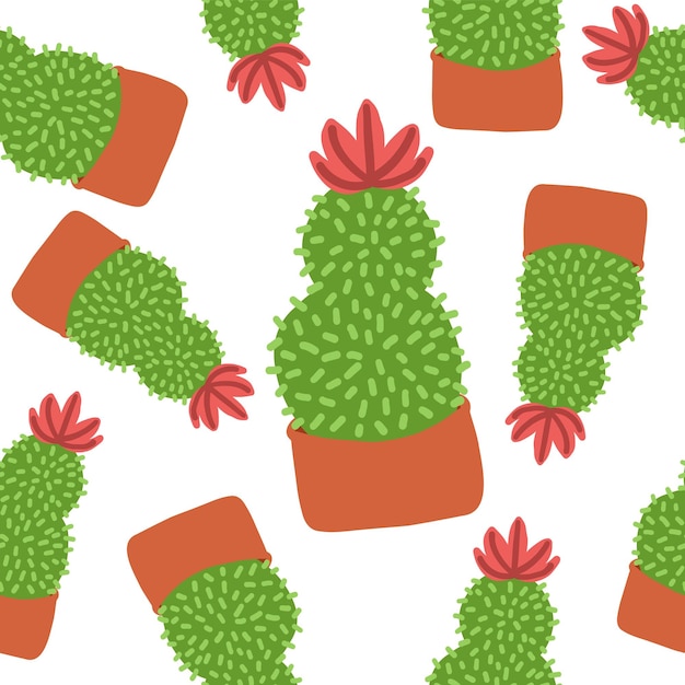 Cactussen patroon in cartoon vlakke stijl Kleurrijke print Stof inwikkeling behang voor cadeau Vector