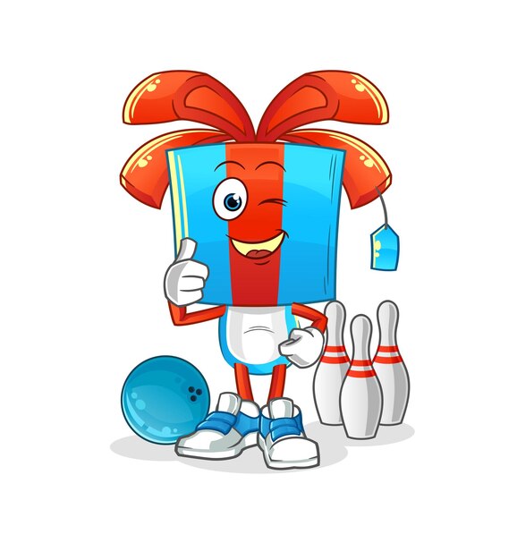 Cadeau hoofd cartoon spelen bowling illustratie karakter vector