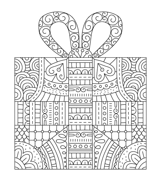 Vector cadeau zentangle kleurplaat