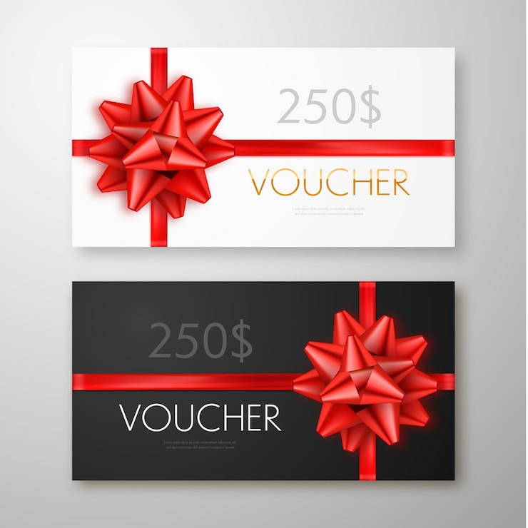 Vector cadeaubon met rood lint en boog