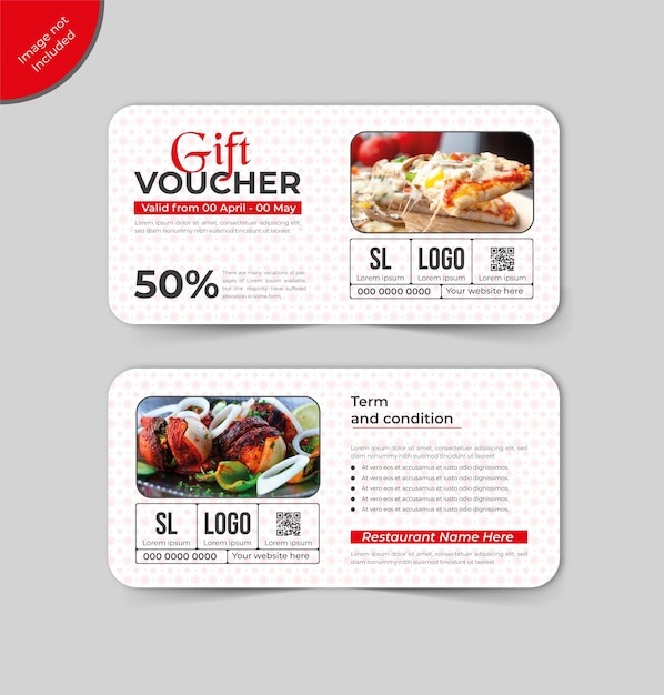 Cadeaubon sjabloon voor food restaurants of cadeaubon coupon ontwerp