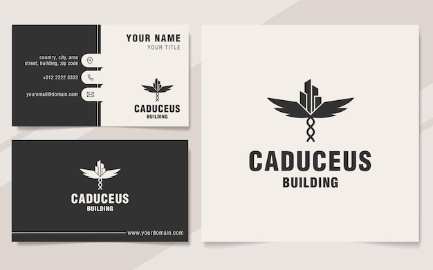 Caduceus building logo template on monogram style