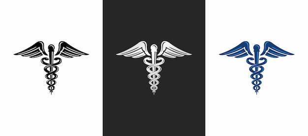 Caduceus logo design vector illustration Health logo