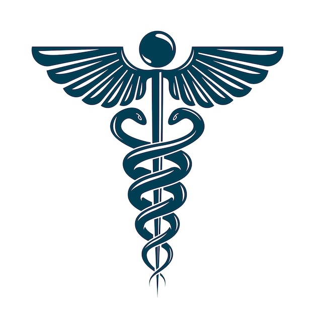 Caduceus symbol made using bird wings and poisonous snakes, healthcare conceptual vector illustration.