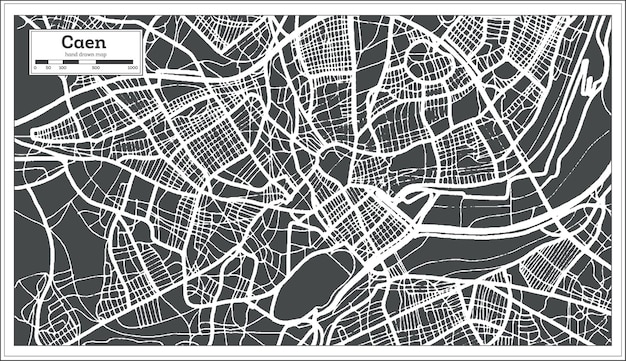 Caen France City Map in Retro Style. Outline Map. Vector Illustration.