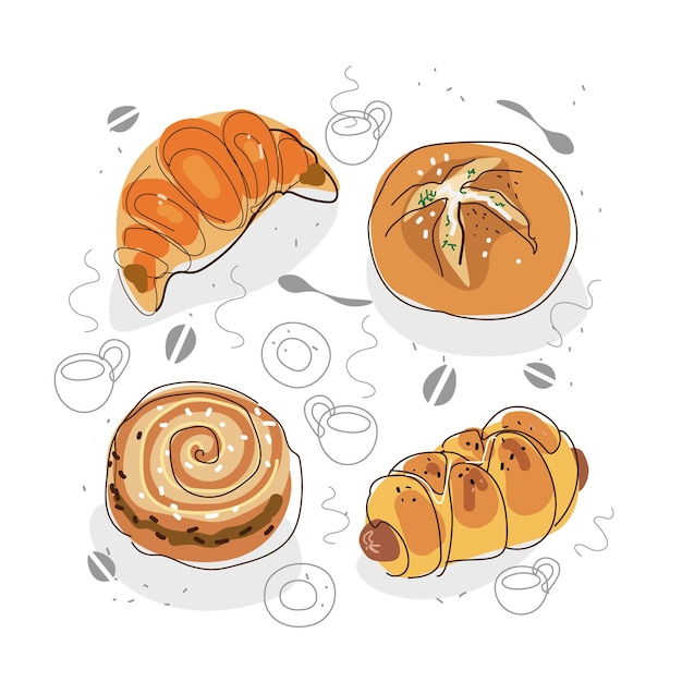 Cafe Bakery products Vector illustration design