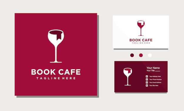 Cafe book read script minimalist logo design icon vector