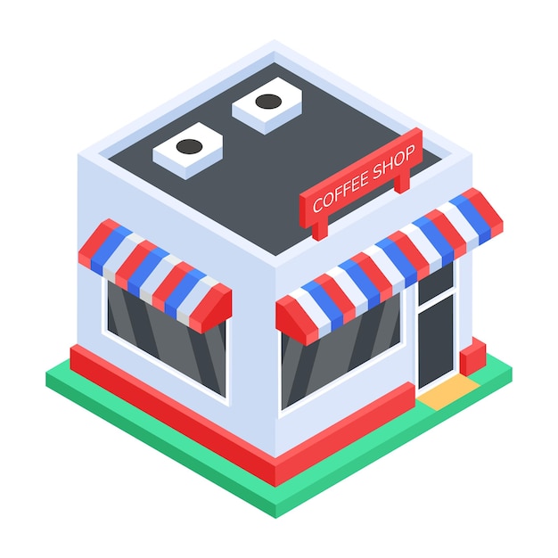 Cafe building handy isometric icon