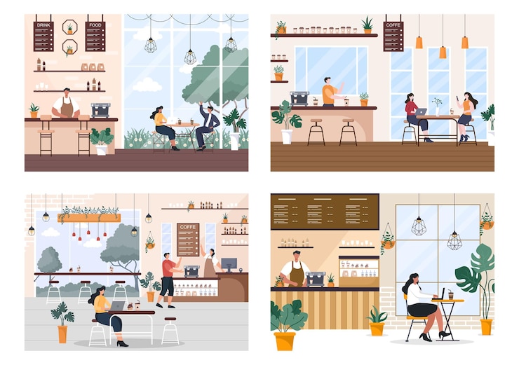 Vector cafe or coffeehouse illustration