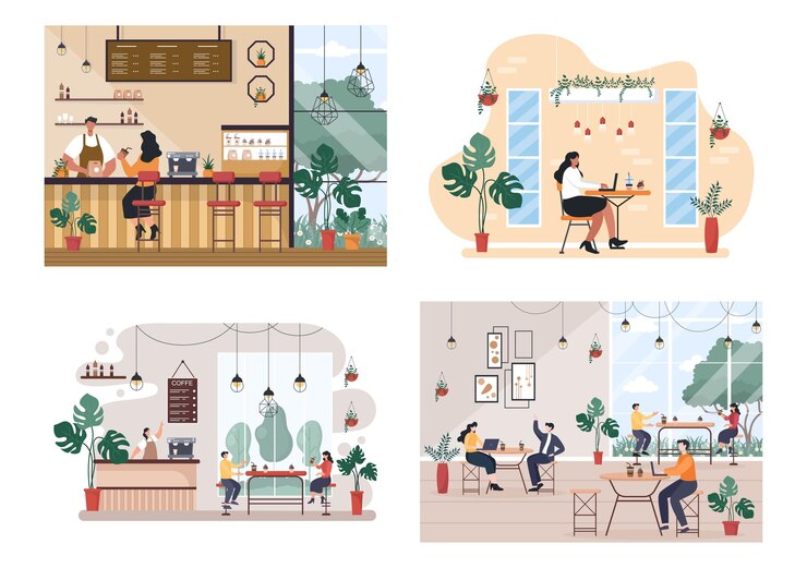 Vector cafe or coffeehouse illustration
