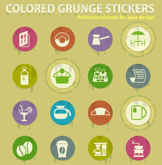 Cafe colored grunge icons