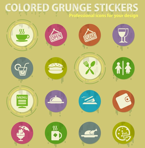 Cafe colored grunge icons