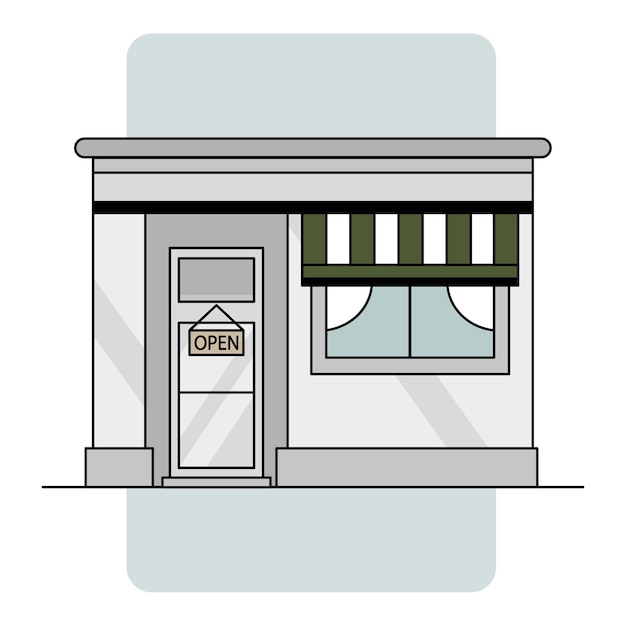 Cafe facade open in flat style. Building, city. Vector illustration. stock image. EPS 10.