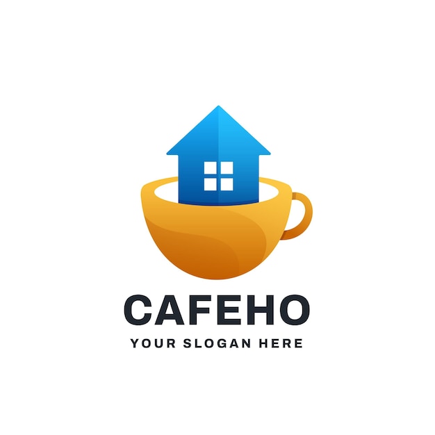 Cafe House Gradient Logo Vector Icon Illustration