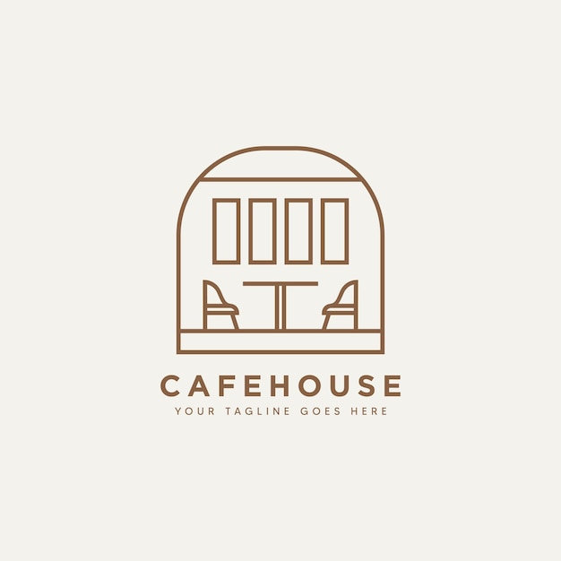 café huis minimalistische lijn kunst badge logo sjabloon vector illustratie ontwerp