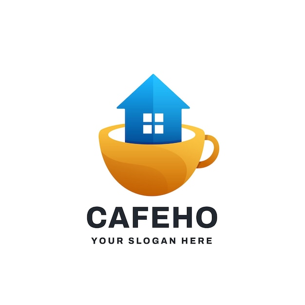Cafe Huis Verloop Logo Vector Icon Illustratie
