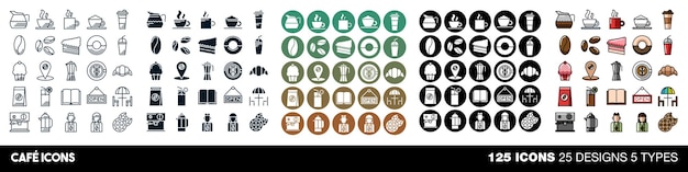 Cafe icons vector set collection graphic design