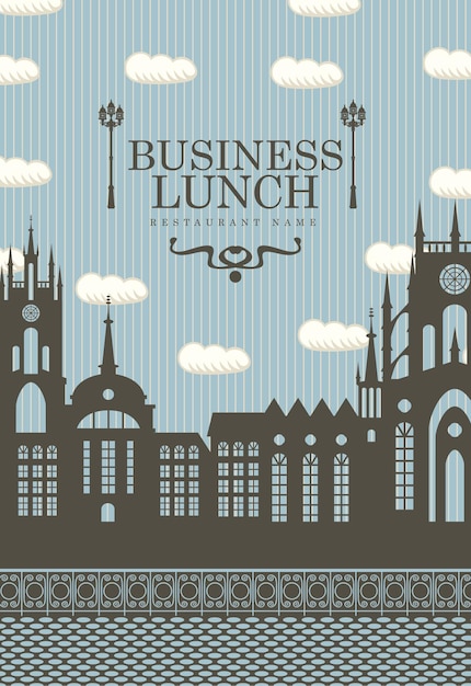 cafe menu for business lunches with old town