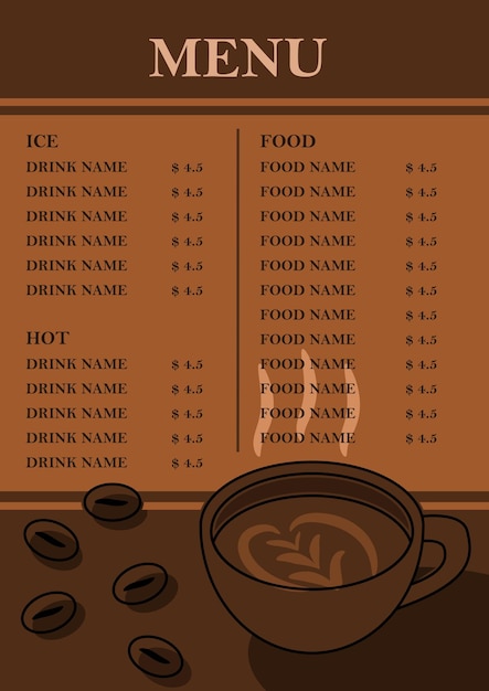 Vector cafe menu ontwerp flayer