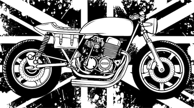 Cafe motorcycle bike outline vector illustration