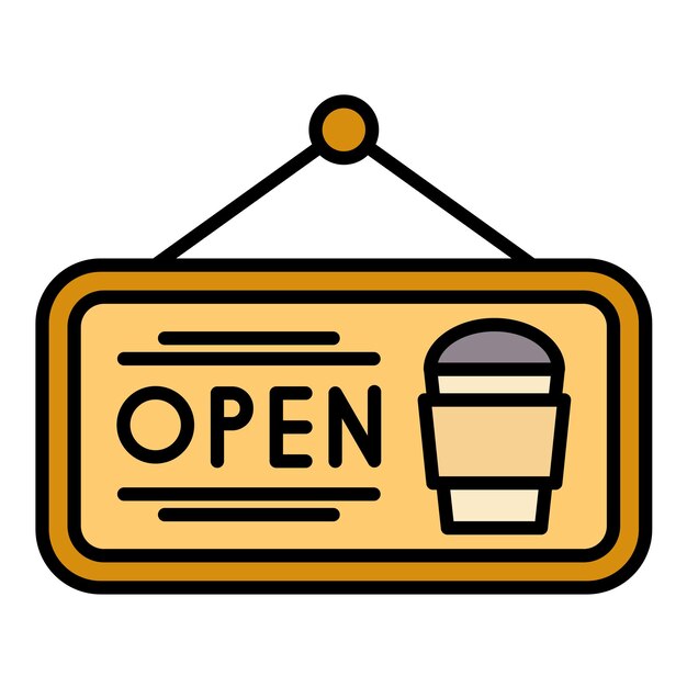 Cafe Open Sign Platte illustratie