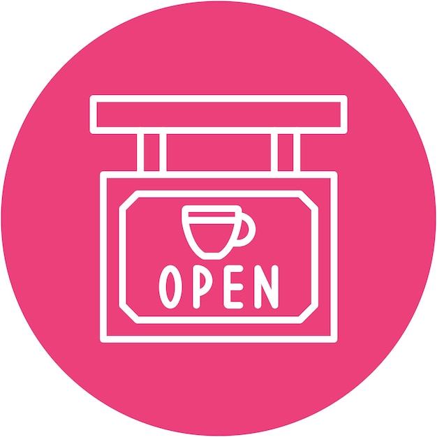 Cafe Open Sign Vector Illustration Style