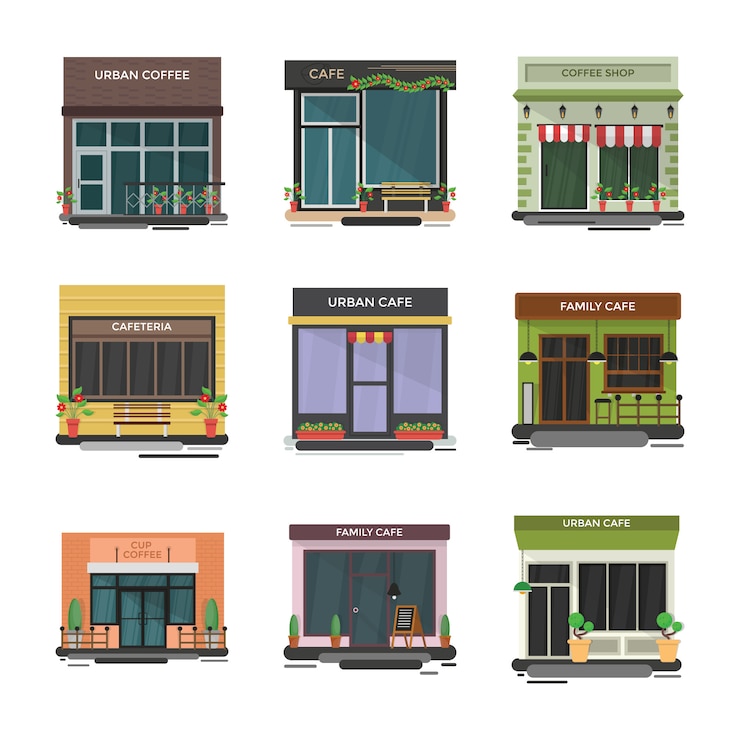 Vector cafe pack-illustraties