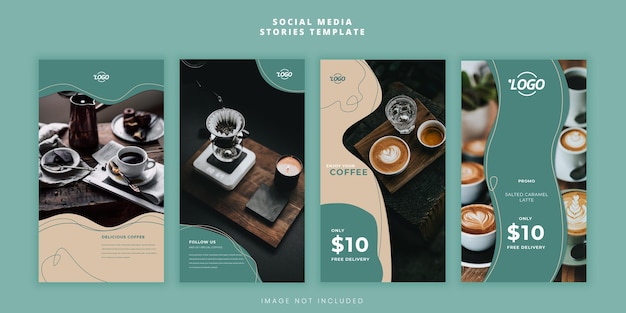 Vector cafe promotion social media stories template