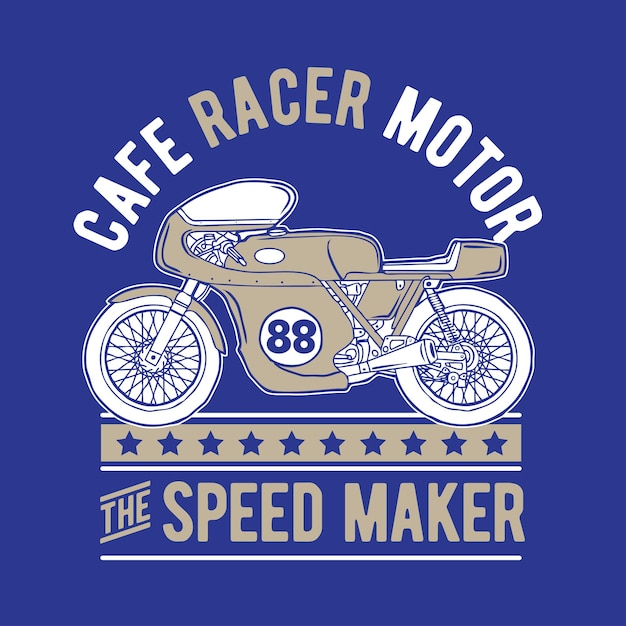 Vettore cafe race motor speed maker tshirt design