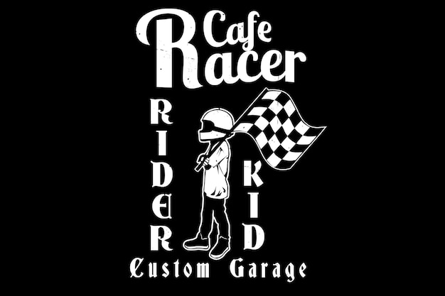 Vector cafe race rider kid silhouette design