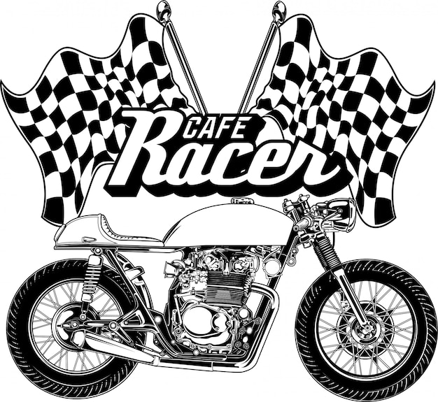 CAFE RACER BLACK AND WHITE illustration