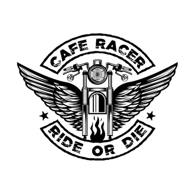 Cafe racer custom motorcycle vintage badge emblem