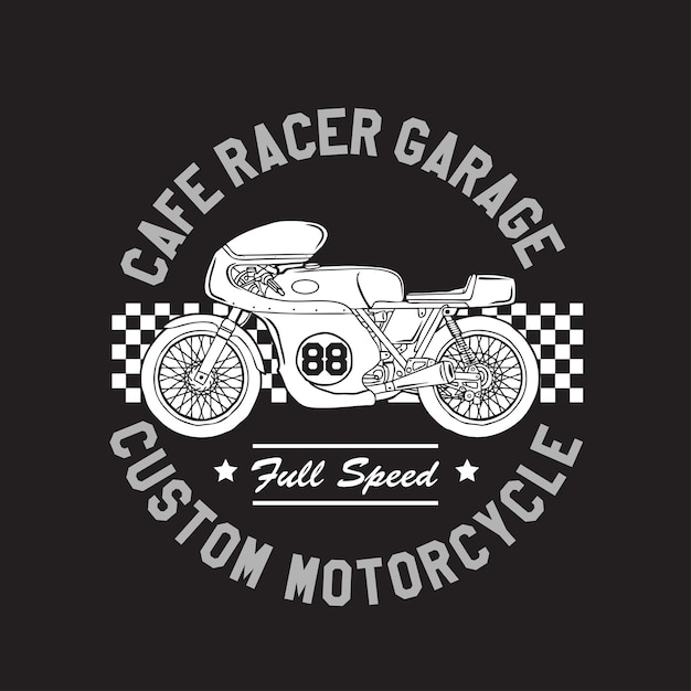 Vettore cafe racer garage custom motorcycle emblem logo design