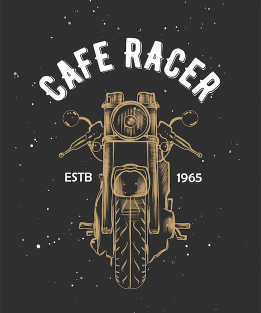 Vector cafe racer met schets van motorcirkel.