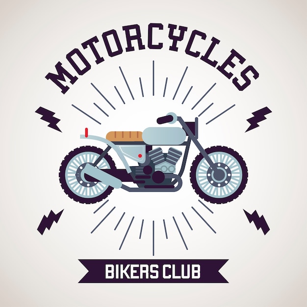 Stile motociclistico cafe racer con illustrazione scritta