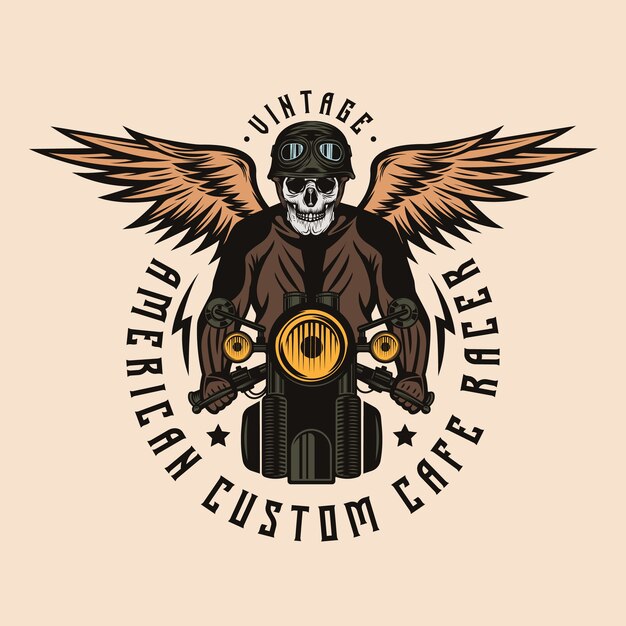 Emblema del distintivo dell'annata del motociclo di cafe racer