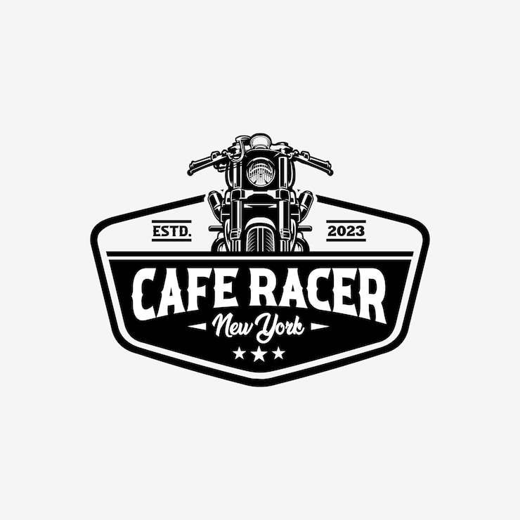 Vector cafe racer new york emblem badge logo vector isolated in white background best for motorbike garage