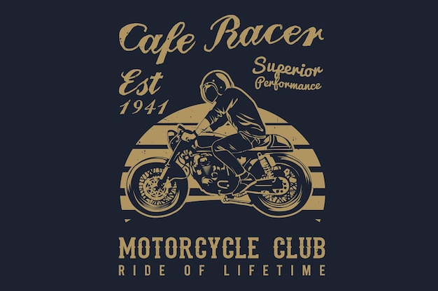 Vettore design della silhouette del club motociclistico dalle prestazioni superiori di cafe racer