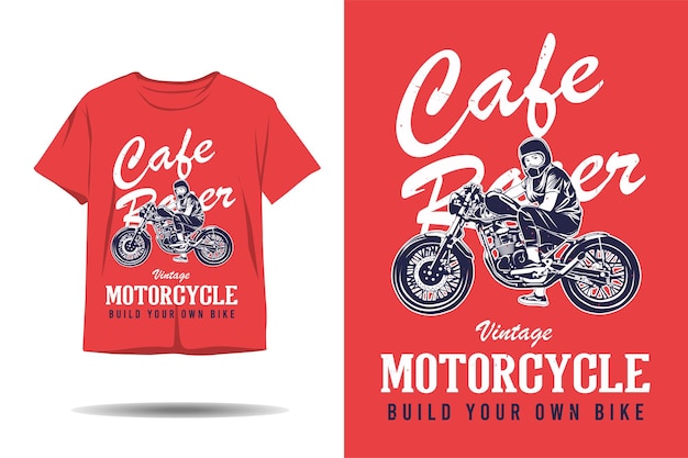 Cafe racer vintage motorcycle build your own bike silhouette tshirt design