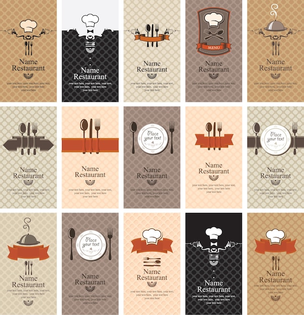 Vector cafe and restaurant business card set